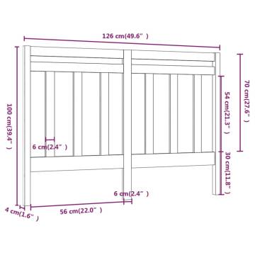 Stylish Grey Bed Headboard - Solid Pine Wood 126x4x100 cm