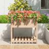 Solid Wood Pine Planter with Shelf - 82.5x82.5x81 cm