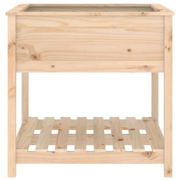 Solid Wood Pine Planter with Shelf - 82.5x82.5x81 cm