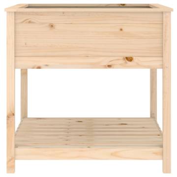 Solid Wood Pine Planter with Shelf - 82.5x82.5x81 cm