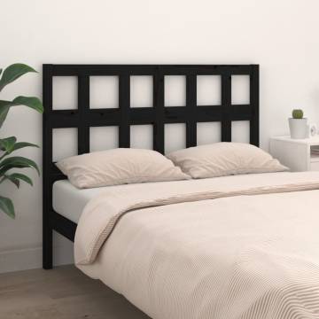 Black Solid Wood Pine Bed Headboard - 185.5x4x100 cm