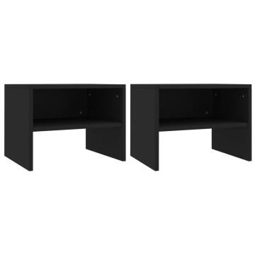 Elegant Black Bedside Cabinets - Set of 2 | Hipomarket