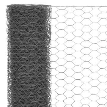 PVC Coated Chicken Wire Fence 25x0.75 m - Grey Steel