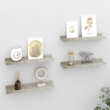 Stylish 4 pcs Concrete Grey Wall Shelves - Hipomarket UK