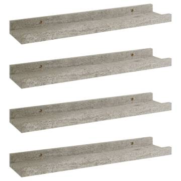 Stylish 4 pcs Concrete Grey Wall Shelves - Hipomarket UK