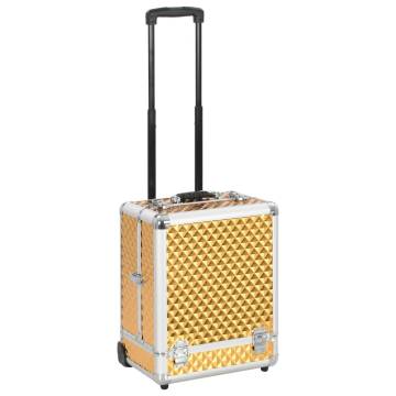 Stylish Gold Aluminium Make-up Trolley - 35x29x45 cm