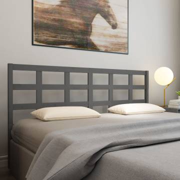 Stylish Grey Bed Headboard - Solid Pine Wood (205.5x4x100 cm)