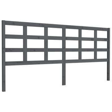 Stylish Grey Bed Headboard - Solid Pine Wood (205.5x4x100 cm)