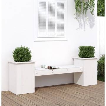 Planter Bench White - Solid Pine Wood Garden Furniture