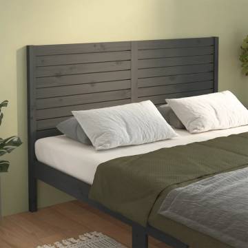 Stylish Grey Bed Headboard - Solid Pine Wood 126x4x100 cm