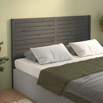 Stylish Grey Bed Headboard - Solid Pine Wood 126x4x100 cm