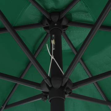 270cm Green Parasol with LED Lights & Aluminium Pole