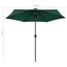 270cm Green Parasol with LED Lights & Aluminium Pole