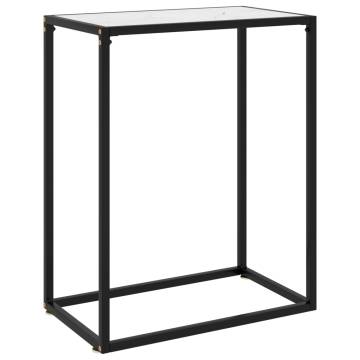 Stylish White Console Table - 60x35x75 cm Tempered Glass