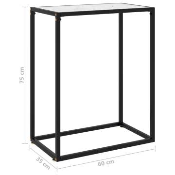 Stylish White Console Table - 60x35x75 cm Tempered Glass