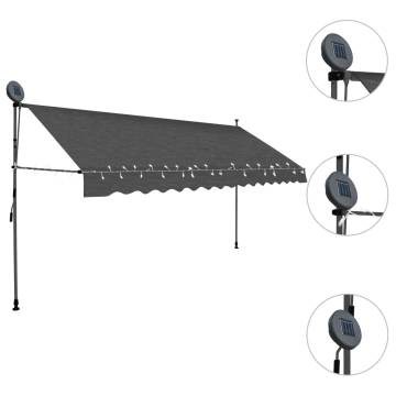 Manual Retractable Awning with LED - 350 cm Anthracite