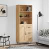 Highboard Sonoma Oak 69.5x34x180 cm Engineered Wood Colour sonoma oak Quantity in Package 1 Model 1 wood door 3 drawers 