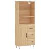 Stylish Highboard Sonoma Oak - 69.5x34x180 cm Engineered Wood