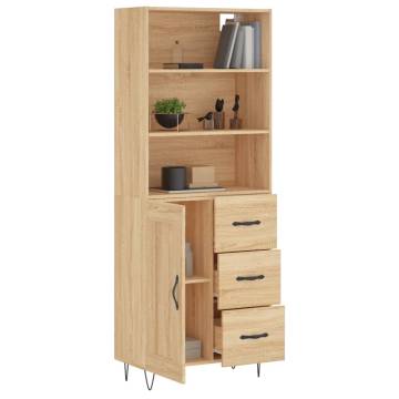 Stylish Highboard Sonoma Oak - 69.5x34x180 cm Engineered Wood