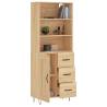 Stylish Highboard Sonoma Oak - 69.5x34x180 cm Engineered Wood