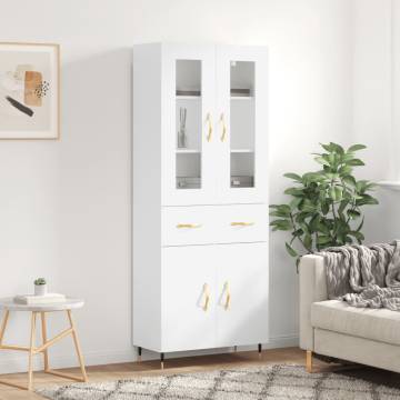 Stylish Highboard White 69.5x34x180 cm - Durable Engineered Wood