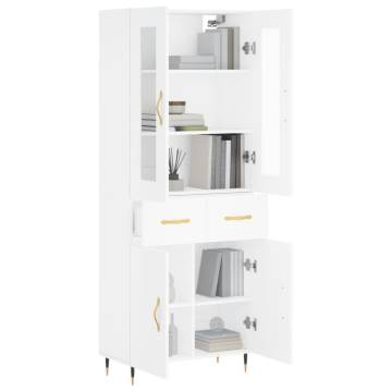 Stylish Highboard White 69.5x34x180 cm - Durable Engineered Wood