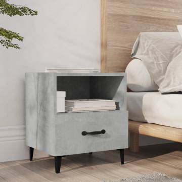 Elegant Concrete Grey Bedside Cabinet - Engineered Wood Design