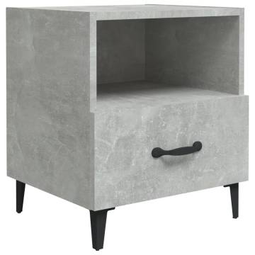 Elegant Concrete Grey Bedside Cabinet - Engineered Wood Design