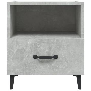 Elegant Concrete Grey Bedside Cabinet - Engineered Wood Design