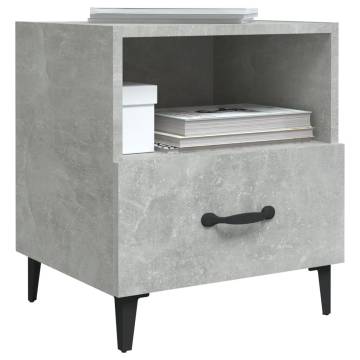 Elegant Concrete Grey Bedside Cabinet - Engineered Wood Design