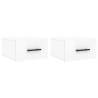 Stylish High Gloss White Wall-Mounted Bedside Cabinets - 2 pcs