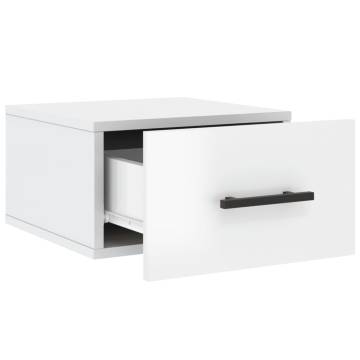 Stylish High Gloss White Wall-Mounted Bedside Cabinets - 2 pcs