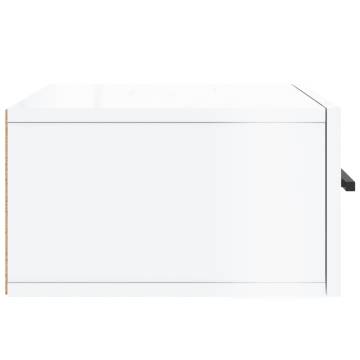 Stylish High Gloss White Wall-Mounted Bedside Cabinets - 2 pcs