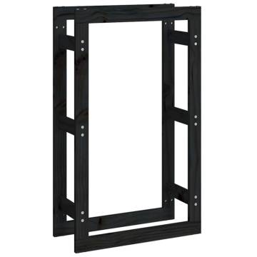 Firewood Rack Black 60x25x100 cm - Solid Pine Wood Storage