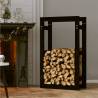 Firewood Rack Black 60x25x100 cm - Solid Pine Wood Storage