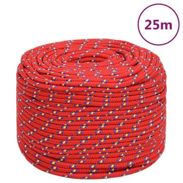 Boat Rope Red 8mm 25m Polypropylene - Durable & Versatile