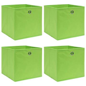 Storage Boxes 4 pcs Green - Durable Fabric 32x32 cm