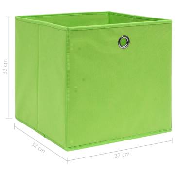 Storage Boxes 4 pcs Green - Durable Fabric 32x32 cm