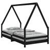 Kids Bed Frame Black 90x190 cm - Solid Wood Pine