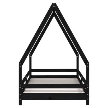 Kids Bed Frame Black 90x190 cm - Solid Wood Pine