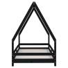 Kids Bed Frame Black 90x190 cm - Solid Wood Pine