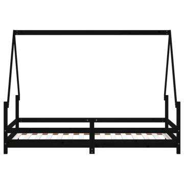 Kids Bed Frame Black 90x190 cm - Solid Wood Pine