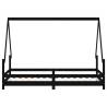 Kids Bed Frame Black 90x190 cm - Solid Wood Pine