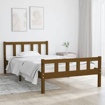 Honey Brown Solid Wood Bed Frame 90x200 cm | HipoMarket