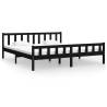 Black Solid Wood Bed Frame 200x200 cm - Classic & Sturdy