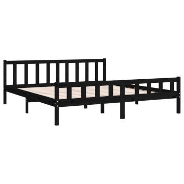 Black Solid Wood Bed Frame 200x200 cm - Classic & Sturdy