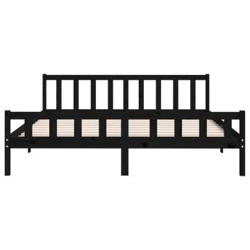 Black Solid Wood Bed Frame 200x200 cm - Classic & Sturdy