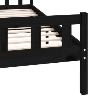 Black Solid Wood Bed Frame 200x200 cm - Classic & Sturdy