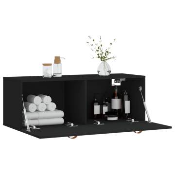 Stylish Black Wall Cabinet 100x36.5 cm | HipoMarket UK