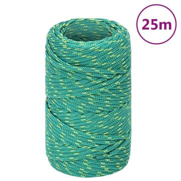 Durable 2mm Green Polypropylene Boat Rope - 25m